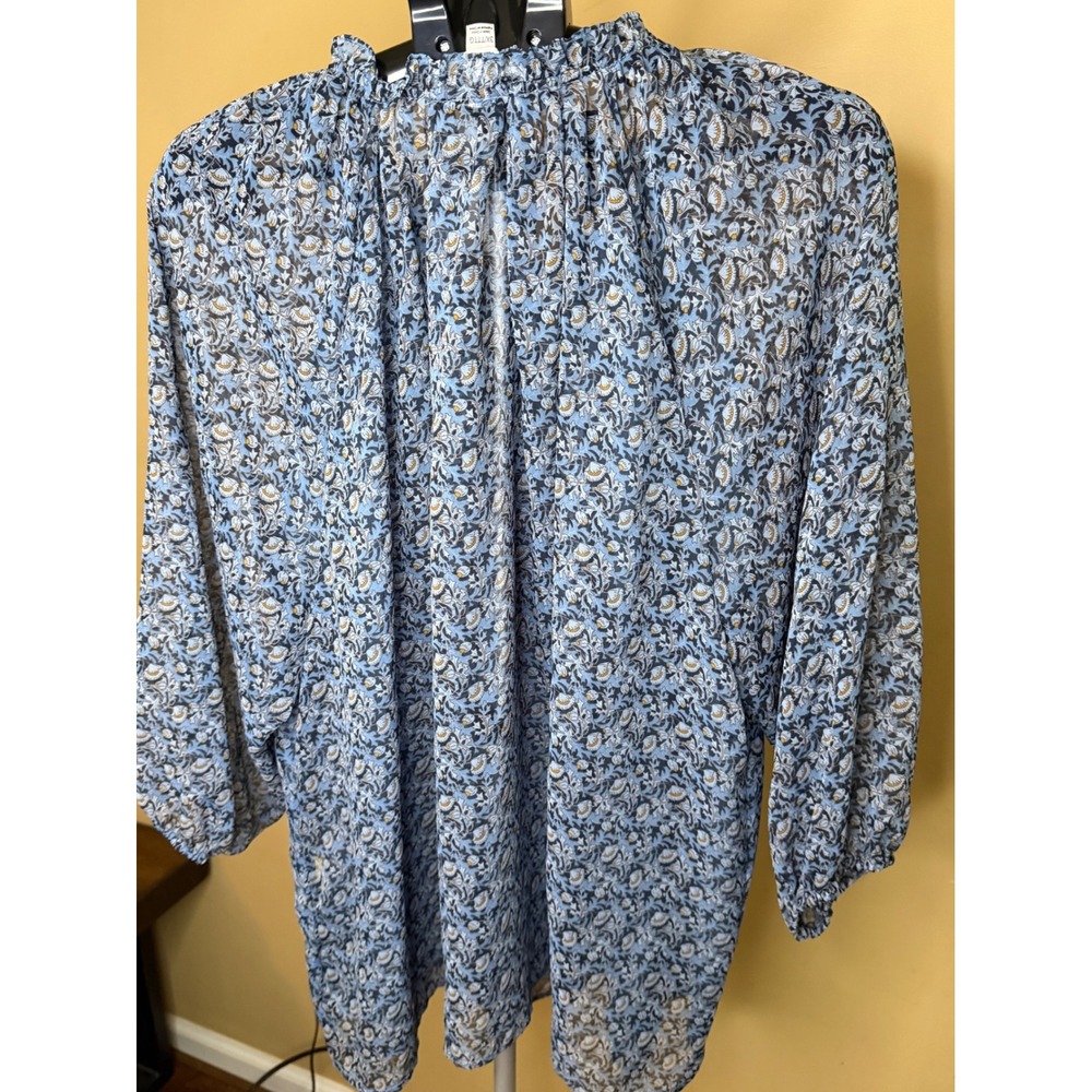 Chelsea & Theodore Blue Floral Paisley Peasant Blouse Tassel Tie 3X NWT - Picture 8 of 8